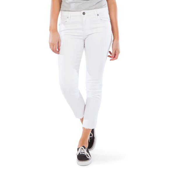Kut From The Kloth Womens Reese Ankle Straight Leg Jeans White Raw Hem size 0 - Picture 1 of 13